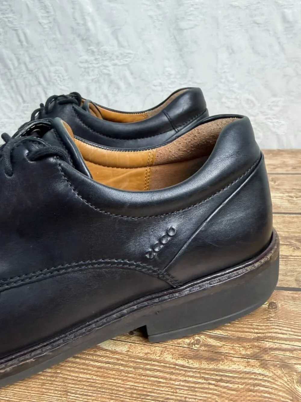 ECCO Men's Size 10 Black Leather Lace-Up Dress Shoes Oxford Comfort Classic ECCO
